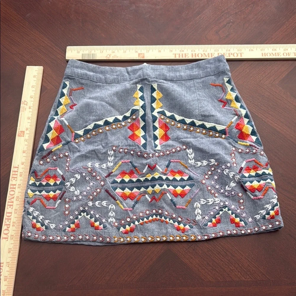 Antik Batik Yellow and Blue Embellished Mini Pencil Skirt Resort Wear